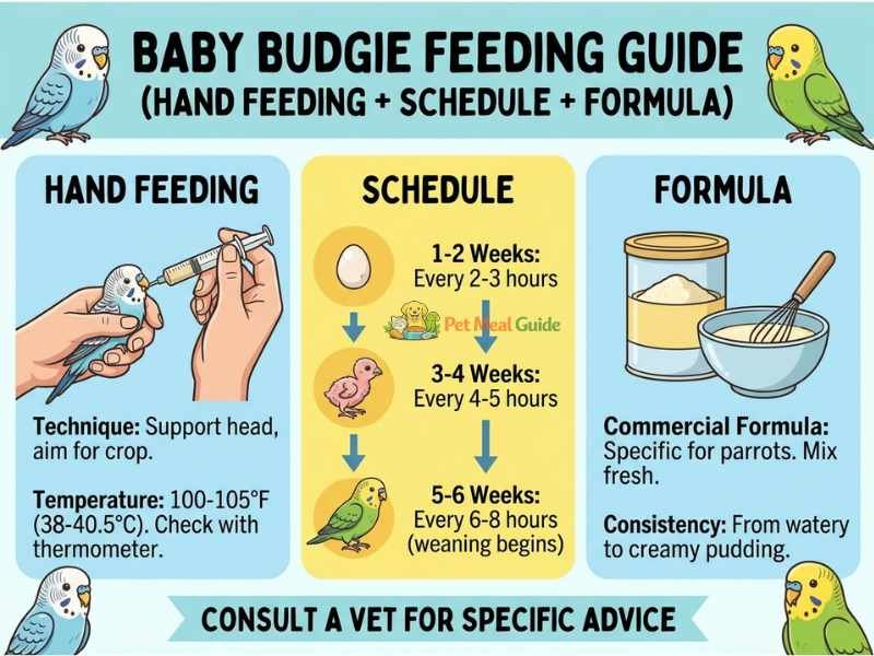 Baby Budgie Feeding Guide (Hand Feeding + Schedule + Formula)