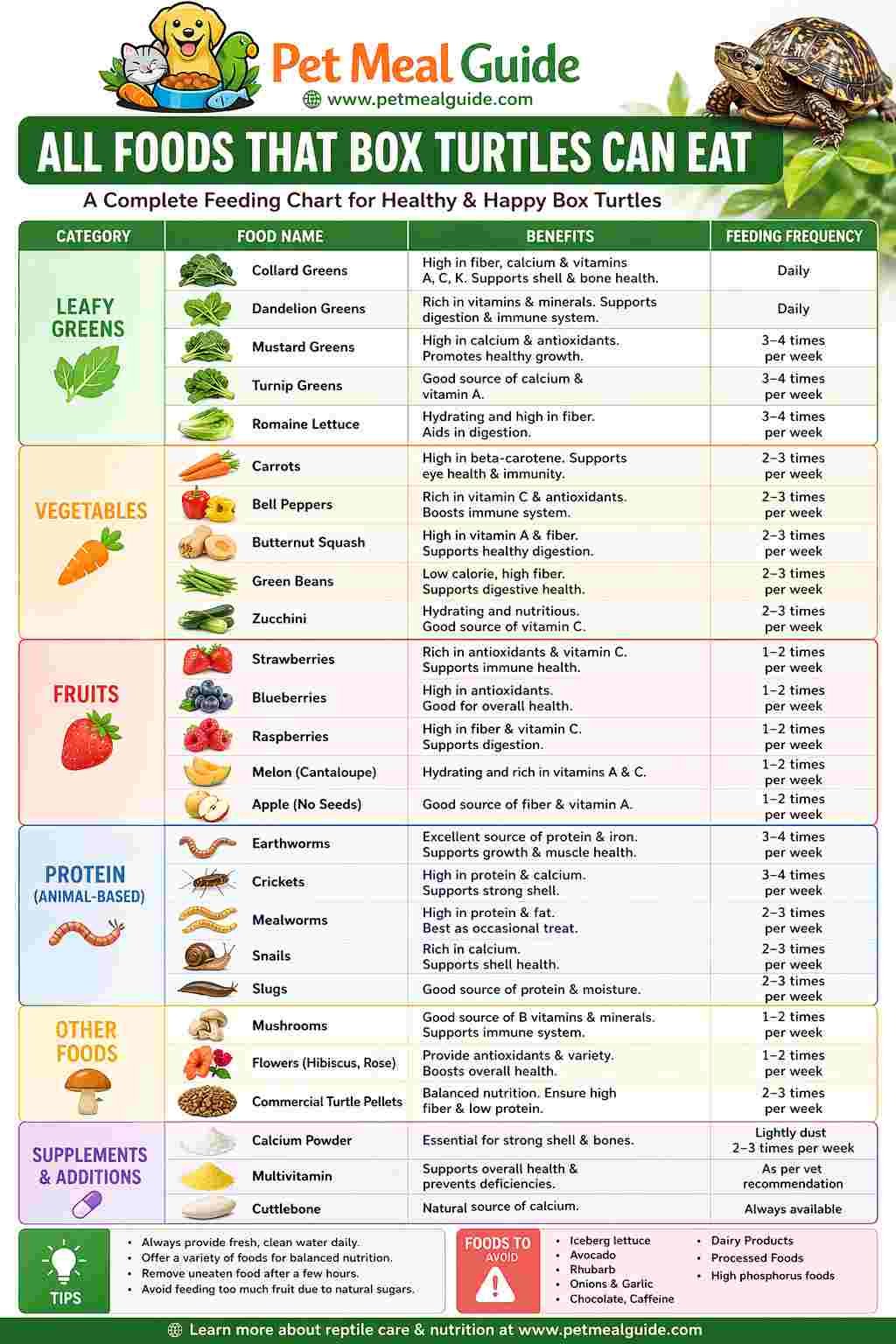 Box Turtle Feeding Guide Infographic