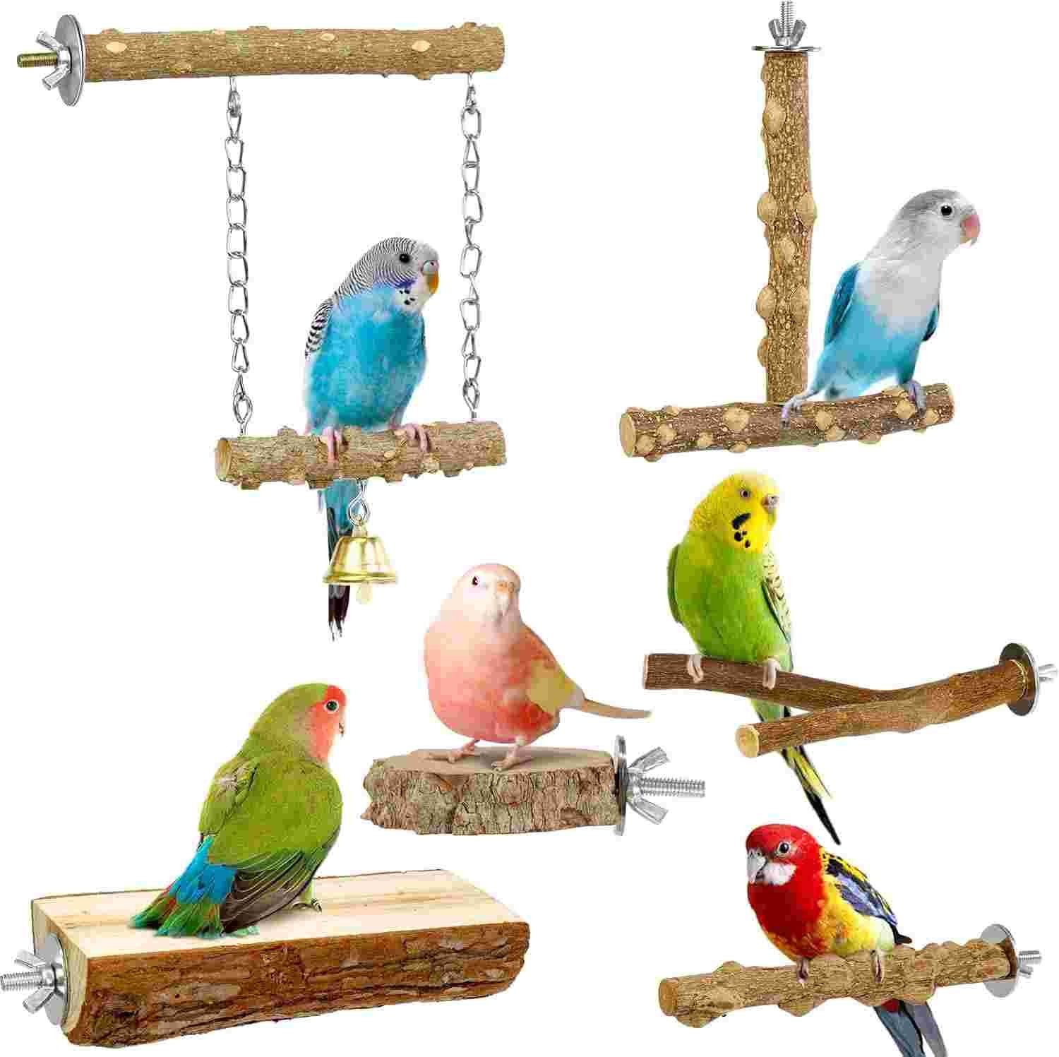 Natural wood bird perch