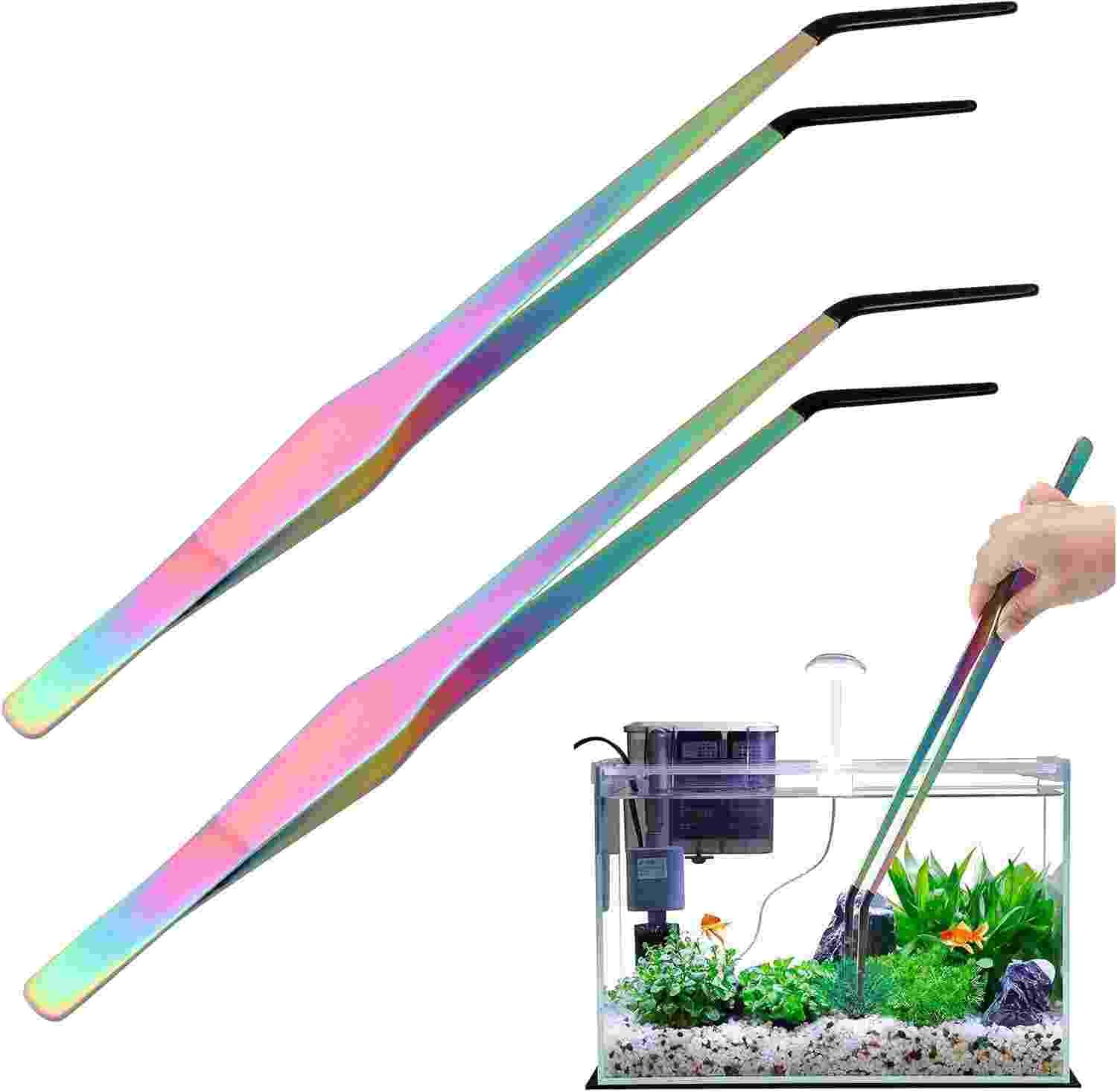 Stainless steel reptile feeding tongs
