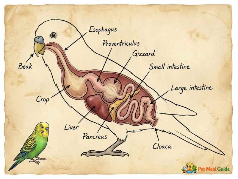 budgie digestive system diagram
