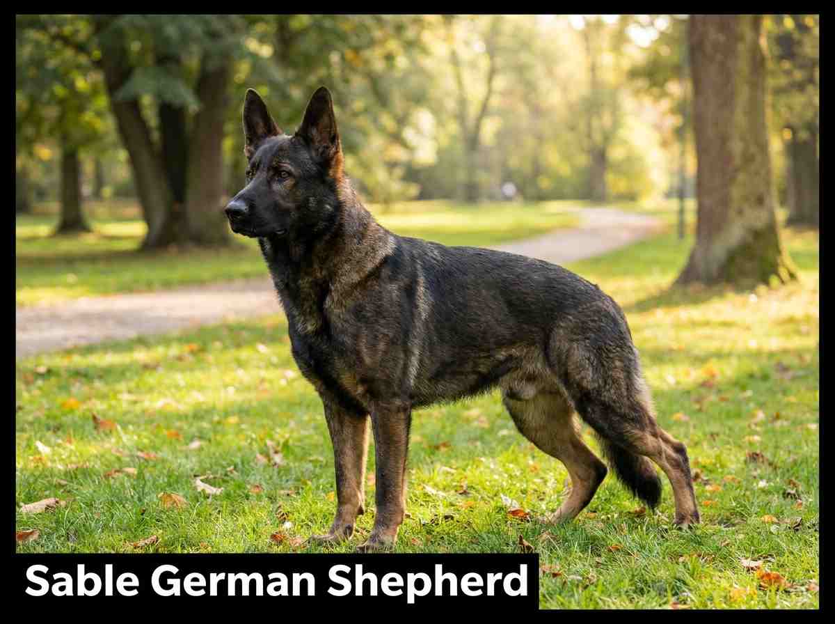Sable German Shepherd standing outdoors