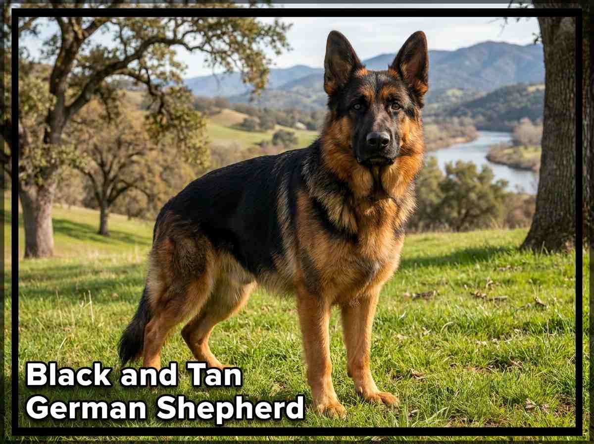 Black and Tan German Shepherd standing outdoors