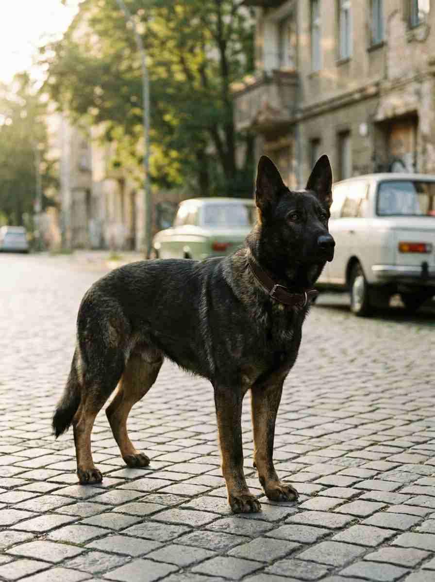 East German DDR German Shepherd Standing on a Street