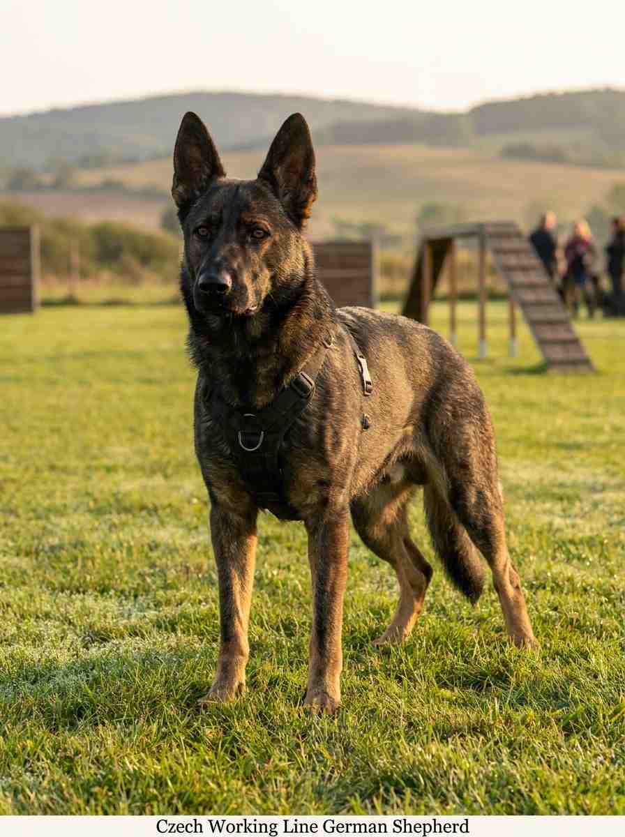 a full body realistic shot of Czech Working Line German Shepherd